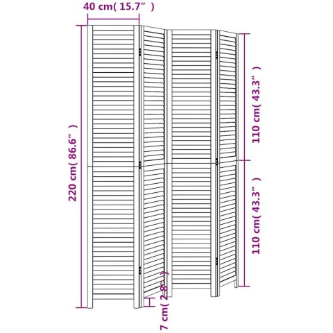 PARAWAN POKOJOWY 4-PANELOWY BIAŁY LITE DREWNO PAULOWNI