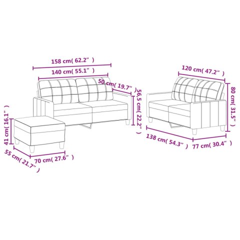 3-CZ. ZESTAW SOF Z PODUSZKAMI CAPPUCCINO SZTUCZNA SKÓRA