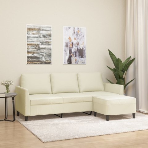 VidaXL 3-osobowa sofa z podnóżkiem, kremowa, 180 cm, sztuczna skóra