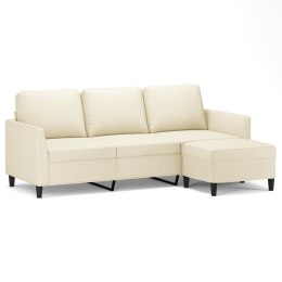 VidaXL 3-osobowa sofa z podnóżkiem, kremowa, 180 cm, sztuczna skóra