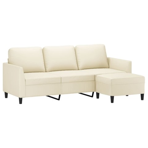 VidaXL 3-osobowa sofa z podnóżkiem, kremowa, 180 cm, sztuczna skóra