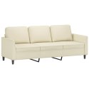 VidaXL 3-osobowa sofa z podnóżkiem, kremowa, 180 cm, sztuczna skóra