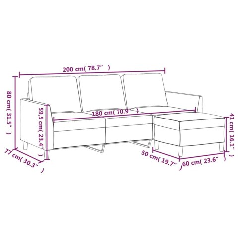 VidaXL 3-osobowa sofa z podnóżkiem, kremowa, 180 cm, sztuczna skóra