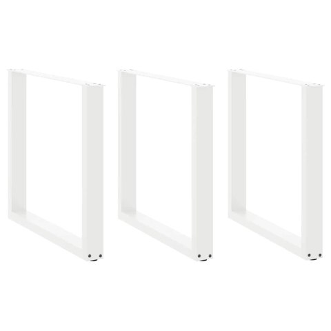NOGI DO STOŁU JADALNEGO W KSZTAŁCIE LITERY U 3 SZT. BIAŁE 80X(72-73)CM STAL