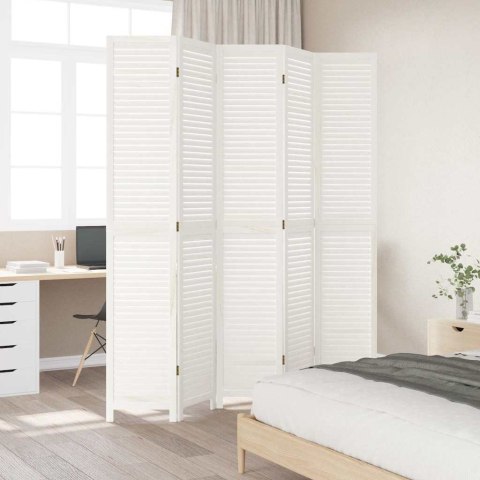 PARAWAN POKOJOWY 5-PANELOWY BIAŁY LITE DREWNO PAULOWNI