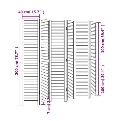 PARAWAN POKOJOWY PRZEGRODA ŚCIANKA DEKORACYJNA 6-PANELOWY BIAŁY LITE DREWNO PAULOWNI