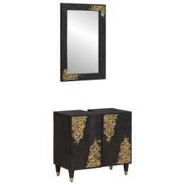 ZESTAW SZAFEK ŁAZIENKOWYCH 2 SZT. CZARNY DREWNO Z MANGO