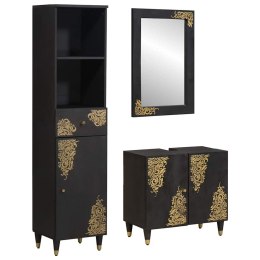 ZESTAW SZAFEK ŁAZIENKOWYCH 3 SZT. CZARNY DREWNO Z MANGO