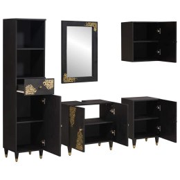 Zestaw Szafek Łazienkowych 5 pcs Czarny Drewno z mango