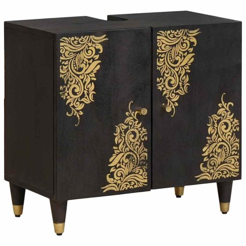 Zestaw Szafek Łazienkowych 5 pcs Czarny Drewno z mango