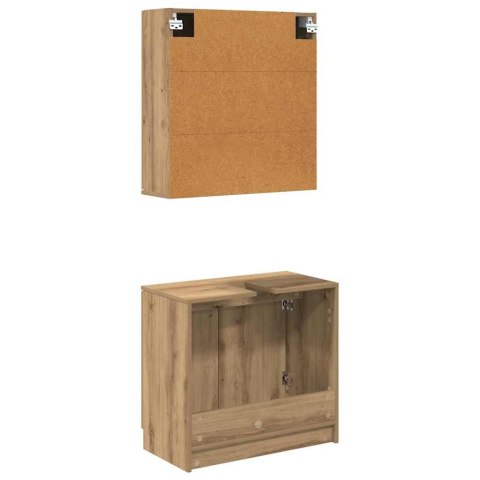 ZESTAW SZAFEK ŁAZIENKOWYCH Z PÓŁKĄ Z DRZWIAMI DĄB RZEMIEŚLNICZY