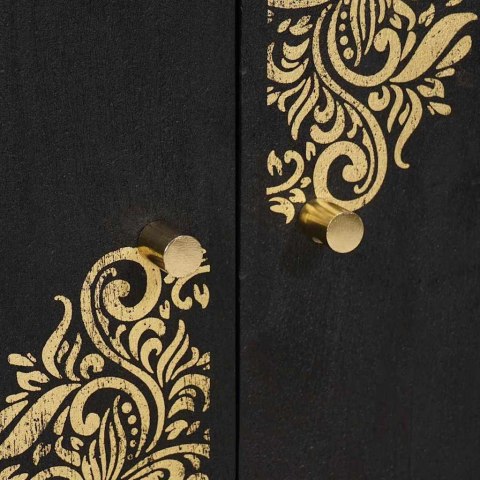 BUFET Z PÓŁKĄ Z DRZWIAMI CZARNY 60X33X75CM DREWNO Z MANGO