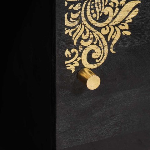 BUFET Z PÓŁKĄ Z DRZWIAMI CZARNY 80X33X75CM DREWNO Z MANGO