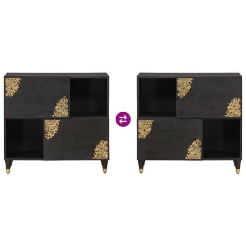 BUFET Z PÓŁKĄ Z DRZWIAMI CZARNY 80X33X75CM DREWNO Z MANGO