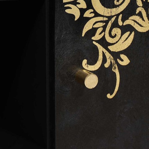 BUFET Z PÓŁKĄ Z DRZWIAMI CZARNY 90X33X75CM DREWNO Z MANGO