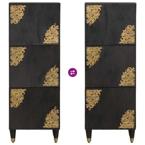 SZAFKA Z PÓŁKĄ CZARNY 40X33X110CM DREWNO Z MANGO