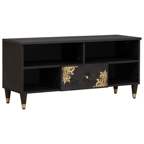 SZAFKA POD TELEWIZOR CZARNY 100X33X46CM DREWNO Z MANGO