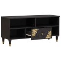 SZAFKA POD TELEWIZOR CZARNY 100X33X46CM DREWNO Z MANGO