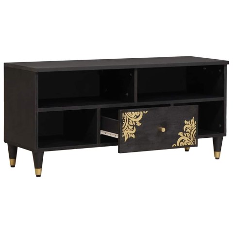 SZAFKA POD TELEWIZOR CZARNY 100X33X46CM DREWNO Z MANGO