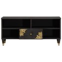 SZAFKA POD TELEWIZOR CZARNY 100X33X46CM DREWNO Z MANGO