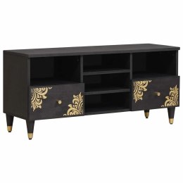 SZAFKA POD TELEWIZOR CZARNY 100X33X46CM DREWNO Z MANGO