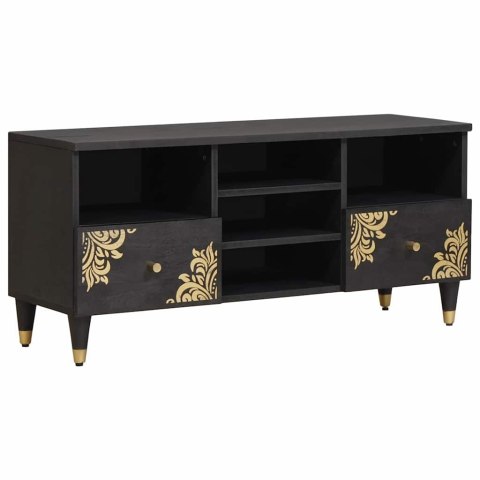 SZAFKA POD TELEWIZOR CZARNY 100X33X46CM DREWNO Z MANGO