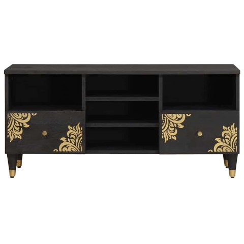 SZAFKA POD TELEWIZOR CZARNY 100X33X46CM DREWNO Z MANGO
