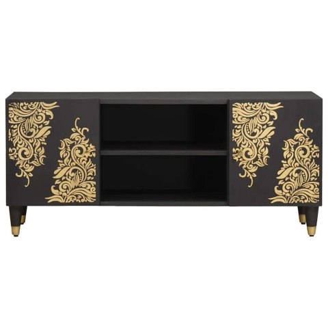 SZAFKA POD TELEWIZOR CZARNY 105X33X46CM DREWNO Z MANGO