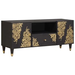 SZAFKA POD TELEWIZOR CZARNY 105X33X46CM DREWNO Z MANGO