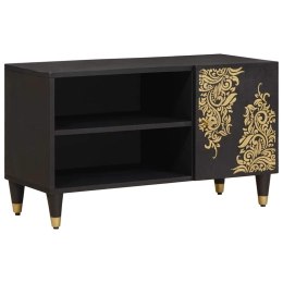 SZAFKA POD TELEWIZOR CZARNY 80X33X46CM DREWNO Z MANGO