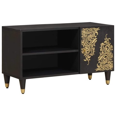 SZAFKA POD TELEWIZOR CZARNY 80X33X46CM DREWNO Z MANGO