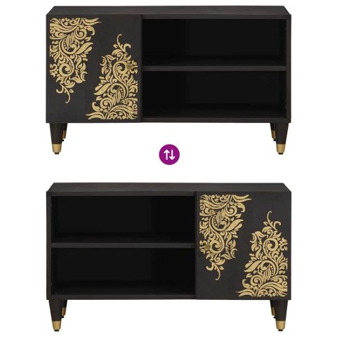 SZAFKA POD TELEWIZOR CZARNY 80X33X46CM DREWNO Z MANGO