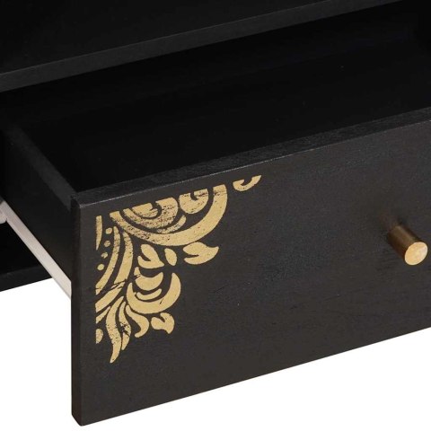 SZAFKA POD TELEWIZOR CZARNY 80X33X46CM DREWNO Z MANGO