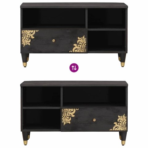 SZAFKA POD TELEWIZOR CZARNY 80X33X46CM DREWNO Z MANGO