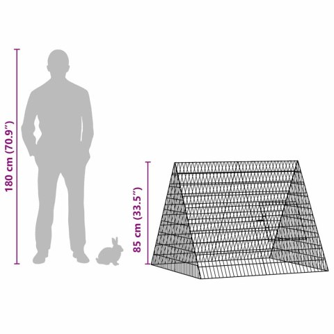 KLATKA DLA KRÓLIKA SREBRNY 215X100X85CM STAL GALWANIZOWANA