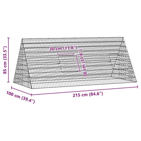 KLATKA DLA KRÓLIKA SREBRNY 215X100X85CM STAL GALWANIZOWANA