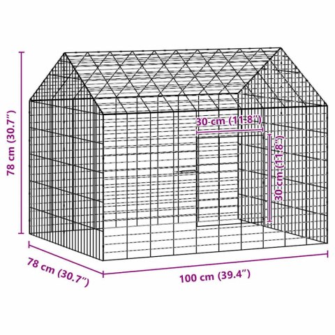 KLATKA DLA KRÓLIKA SREBRNY 400X78X78CM STAL GALWANIZOWANA