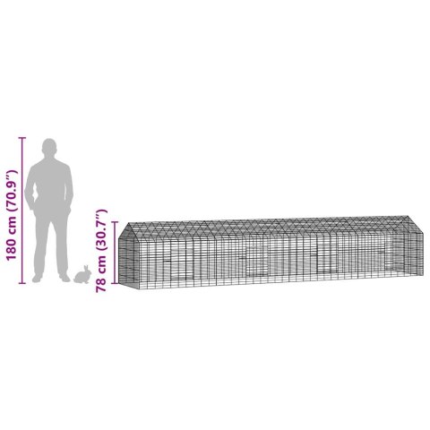 KLATKA DLA KRÓLIKA SREBRNY 400X78X78CM STAL GALWANIZOWANA