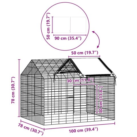 KLATKA DLA KRÓLIKA SREBRNY 400X78X78CM STAL GALWANIZOWANA