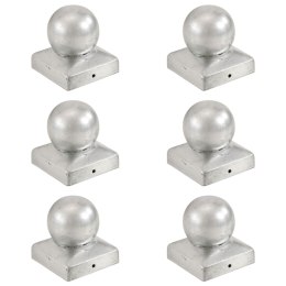 VidaXL Zatyczki na słupki, 6 szt., kule, galwanizowany metal, 71x71 mm