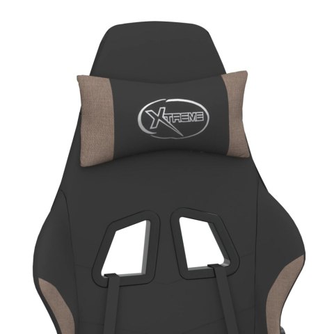 VidaXL Obrotowy fotel gamingowy z podnóżkiem, czarny i taupe, tkanina