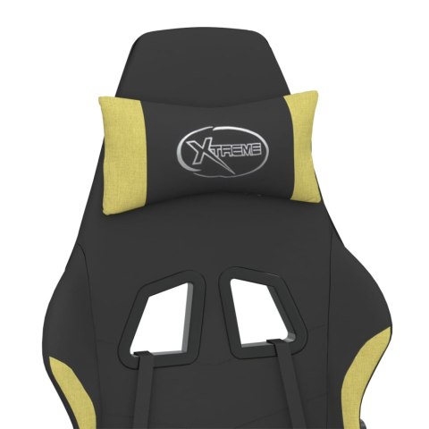 FOTEL GAMINGOWY Z PODNÓŻKIEM I MASAŻEM CZARNO-JASNOZIELONY