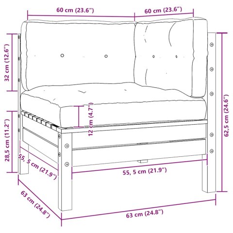 VidaXL 3-cz. zestaw wypoczynkowy do ogrodu, szare poduszki, sosnowy
