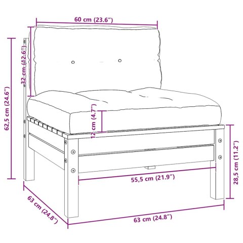 VidaXL 3-cz. zestaw wypoczynkowy do ogrodu, szare poduszki, sosnowy