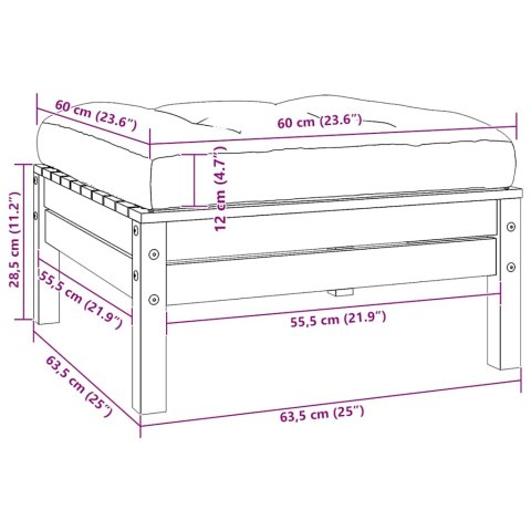 VidaXL 3-cz. zestaw wypoczynkowy do ogrodu, szare poduszki, sosnowy