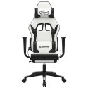 MASUJĄCY FOTEL GAMINGOWY Z PODNÓŻKIEM BIAŁO-CZARNY