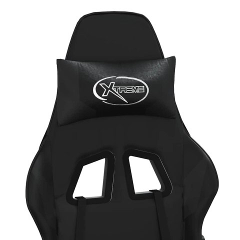 MASUJĄCY FOTEL GAMINGOWY Z PODNÓŻKIEM CZARNY SZTUCZNA SKÓRA