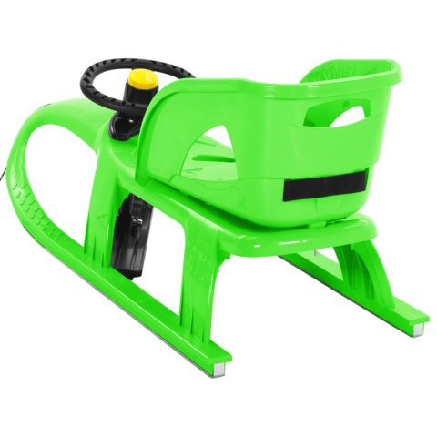 SANKI Z KIEROWNICĄ HAMULCEM PŁOZY STALOWE 102CM ZIELONE DUŻE