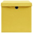 VidaXL Pudełka z pokrywami, 10 szt., 28x28x28 cm, żółte
