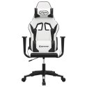 MASUJĄCY FOTEL GAMINGOWY BIAŁO-CZARNY SZTUCZNA SKÓRA
